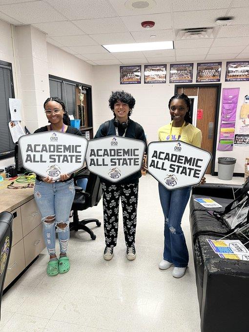 Jersey Village seniors Reagan Darling, Delia Grenier and Zacaria Washington were among 26 students named academic all-state.